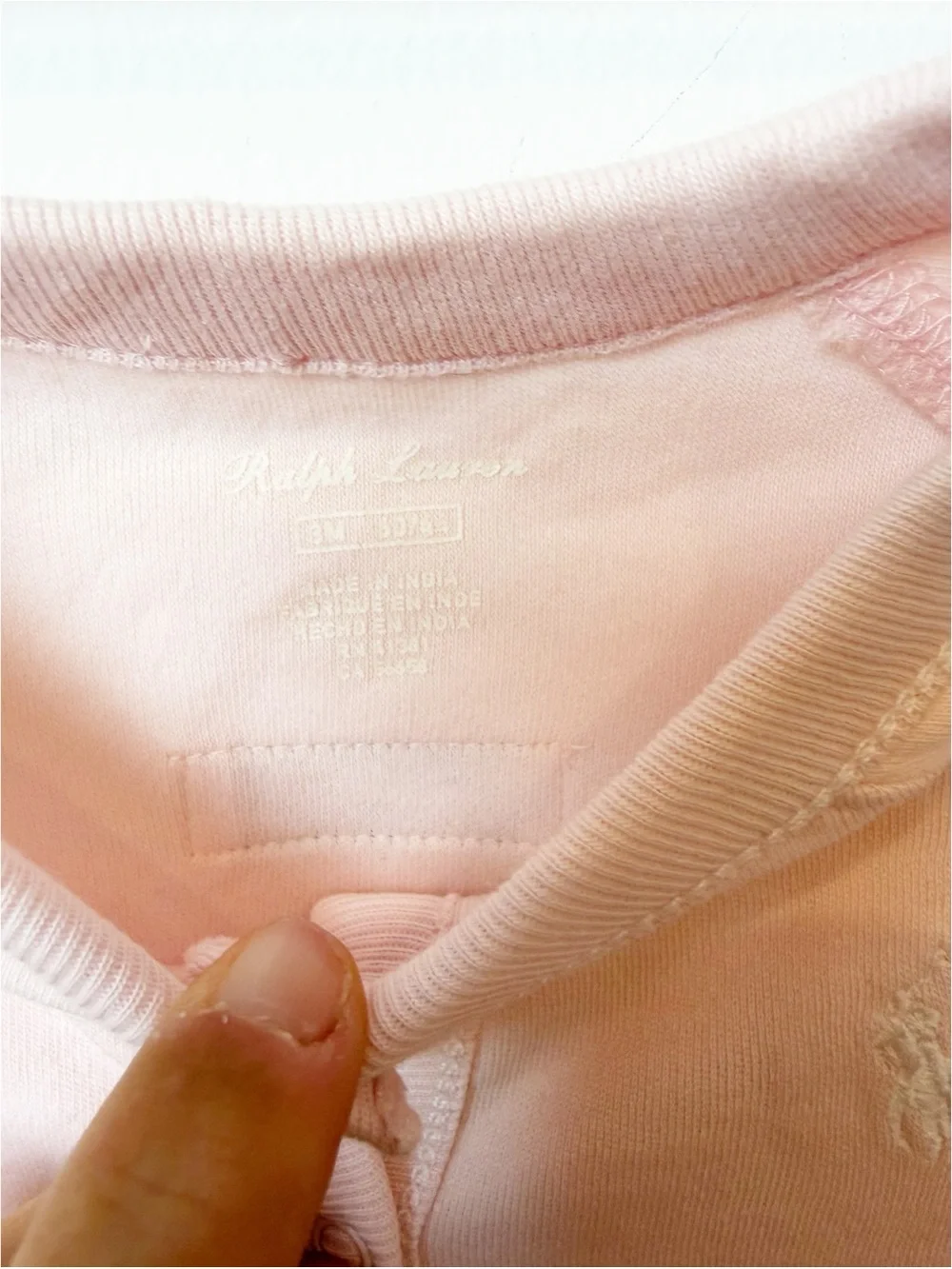 Ralph Lauren | Pale Pink Cotton Snap Front Baby Onesie